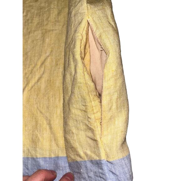 C&C California Yellow Blue Pink 100% linen‎ Knee Length dress. Size M - Picture 11 of 11